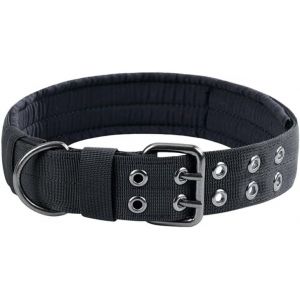 Nylon Tactique Collier De Chien Militaire Réglable De Formation De Chien Collier De Métal D Anneau Double Boucle(Noir-L¿67cm) - Neuf