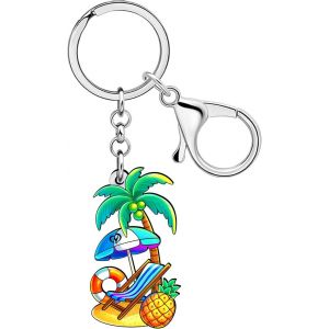 Kal-Porte-Cl&eacute;s De Plage En Acrylique Accessoires D'&eacute;t&eacute; Palmier Noix De Coco Charms Ocean Bijoux Cadeaux Pour Les Femmes Et Les Jeunes Filles - Neuf