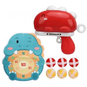 Jouet de tir dinosaure avec cible de flechettes, jouet amusant de lancer de balles avec 6 balles en peluche pour enfants et familles, rouge - Neuf