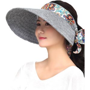 Sports Visière Femmes Pare-Soleil Bouchon Sport Vide Chapeau De Soleil De La Visière Bandeau Chapeaux De Soleil Anti-Uv Réglable Chapeau De Course En Plein Air De Loisirs De Gris - Neuf