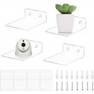 Etagères Murales Lot De 4, Mini Etagere D'angle Etroite 10cm, Sans Percage, Transparente Adhésive Pour Angle, Chambre, Salon - Neuf