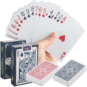 Chenquansarl-2 Jeux De Cartes De Poker Rouges Et Bleues, Cartes &Agrave; Jouer En Plastique Imperm&eacute;ables, Cartes &Agrave; Jouer Professionnelles Standard, Pour Camping, Canasta, Texas, Go Fish, Jeux De Cartes De B - Neuf