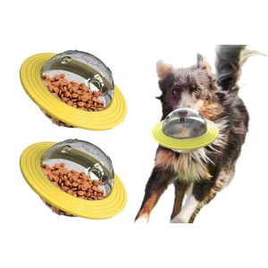 Lot De 2 Jouets Interactifs Pour Chiens Et Chats : Distributeur De Friandises En Forme De Boule Et Disque Volant. - Neuf