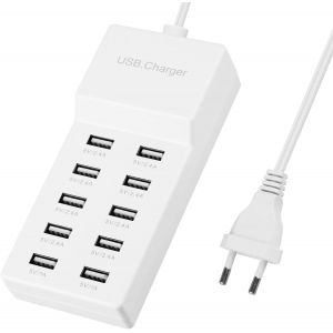 LORANKA-50W Chargeur USB Multiple 10 Port Station de Charge Multi Ports d'alimentation Compatible avec iPhone 12 13 14 15 16 Samsung S21 S22 S23 S24 Z Flod Z Flip iPad Xiaomi Huawei Oppo OnePlus - Neuf