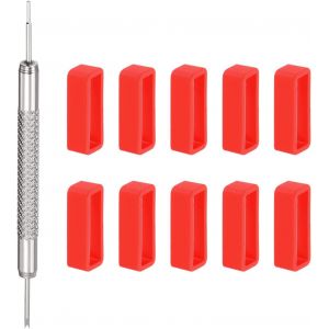 Kal-10pcs Boucle Montre Bracelet 22mm Caoutchouc Montre Porte Attache Anneaux Support Avec Ressort Barre Outil Pour Montre Bracelet Réparation, Rouge - Neuf