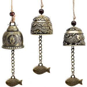 MEVRONISSHOP-3 Pi&egrave;ces Carillon &agrave; Vent, B&eacute;n&eacute;diction Carillon, Cloche de Jardin Feng Shui, Vintage Fengshui Bell, Feng Shui Cloches, M&eacute;tal Fengshui Bell, pour la D&eacute;coration de B&eacute;n&eacute;diction Porte Bonheur - Neuf