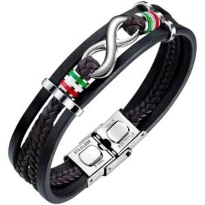 Bracelet Homme En Acier Inoxydable Symbole De L'infini Bracelet En Cuir Vintage Multi-Couches Hip Hop Minimaliste Pour Le Sport/Le Quotidien/La F&ecirc;te - Neuf
