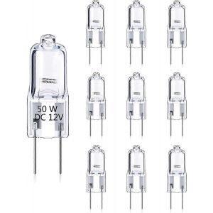 Lot De 10 Ampoules Halog&egrave;nes G6.35 50 W, 12 V Cc, Dimmables, Blanc Chaud 2700 K, 2 Broches, Ampoule &Agrave; Capsule Transparente, Pour Lustre Ou Bureau. - Neuf