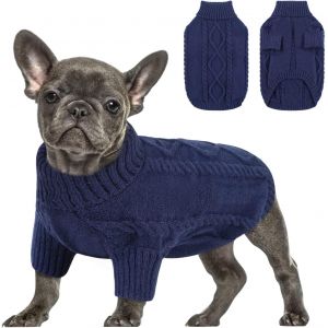 Jgd-Pull Chien Petite Taille Bouledogue Fran&ccedil;ais Chaud Pull-Overs Pour Chiens Pull Chihuahua Manteau Teckel Vetement Pour Chien Chat D'hiver, Bleu Fonc&eacute;, Xs - Neuf