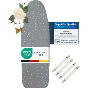 MEVRONISSHOP-Housse de Planche &agrave; Repasser 150x50 cm - Housse de Repassage 100% Coton - Convient au Repassage Vapeur - Rembourrage Extra-&eacute;pais + &eacute;lastique et tendeur, 145-150 cm x 45-55 cm - Neuf