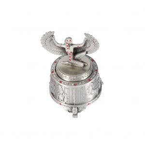 Boite a musique rotative a mecanisme a remonter, boite a musique en metal avec base sculptee en 3D, motif reine egyptienne - Neuf