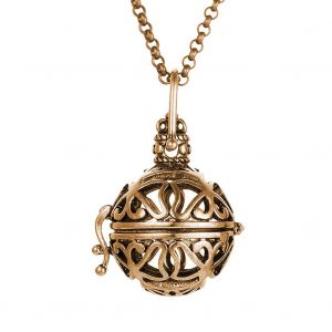 Collier Pendentif En Forme De Cage D'aromatherapie Pour Femme Avec Chaine D'extension Decorative (Dore) - Neuf