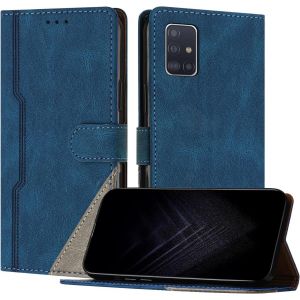 Kal-&Eacute;tui Pour Samsung Galaxy A71 4g, Housse En Cuir Pu Avec [Protection Antichoc Tpu] [Fonction Support] [Porte-Cartes ] Antichoc Magn&eacute;tique Coque Pour Galaxy A71 4g - Bleu - Neuf