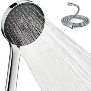 Pommeau de douche avec tuyau de 1,5 m, pommeau de douche haute pression avec 3 types de jet, pommeau de douche &agrave; &eacute;conomie d'eau - Neuf