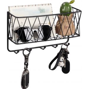 JEXNOVASHOP-porte cl&eacute; mural &agrave; 5 crochets, boite a clefs murale decorative&iquest;Facile &agrave; organiser lettres, magazines, cl&eacute;s, laissesAdapt&eacute; &agrave; L'entr&eacute;e, &agrave; la Cuisine, au Bureau, &agrave; la Salle de Bain et au Salo - Neuf