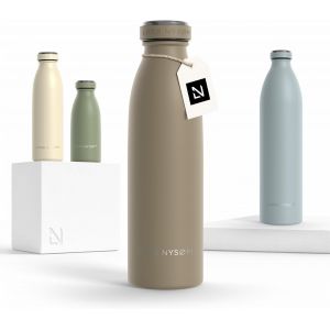 Gourde Inox 750ml | 0.75l Bouteille D'eau Isol&eacute;e | Gourde &Eacute;tanche Pour Le Sport, La Bicyclette, Les Enfants (Taupe Brown, 750ml) - Neuf