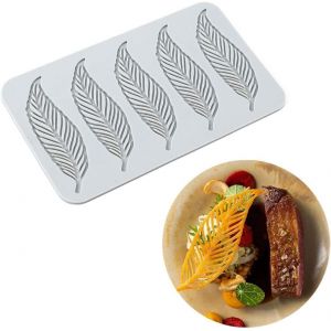 Kal-Moules En Silicone En Forme De Feuilles 3d Pour Fleurs, Gâteau, Fondant, Feuille D'abeille, Pâtisserie, Impression De Rose, Moule En Dentelle Creuse Au Chocolat (Plume_19,8 X 11,7 X 0,3 Cm_H) - Neuf