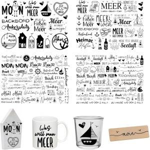 Rub On Lot De 4 Autocollants D'environ A5 19 X 14 Cm Film Lavable Pour D&eacute;coration De No&euml;l, Keraflott, Maison, Meubles, Verre, Bois, Album Photo, D&eacute;coration Diy, Esth&eacute;tique Des Autocollants - Neuf