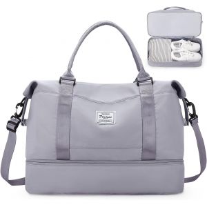 TIANYI-Sac de Voyage pour Femme,Cabine Avion Easyjet Bagage à Main Léger,Sac fourre-Tout de Sport Imperméable pour Week-End avec Compartiment à Chaussures pour Travel Gym Danse,A9 Gris - Neuf