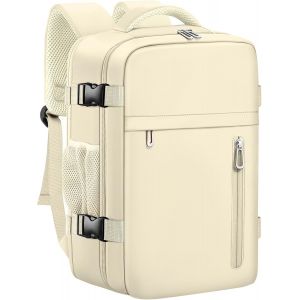 KALANKA-Bagage Cabine 40 x 20 x 25 pour Ryanair, Sac &agrave; Dos de Voyage Bagage &agrave; Main Avion Sac &agrave; Main Sous le Si&egrave;ge Valise D&eacute;contract&eacute; &Eacute;cole Bureau Sac Ordinateur Portable -Beige - Neuf