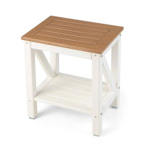 Lot de 1 tabouret salle de bain 43 x 32 x 47 cm antid&eacute;rapant 2 niveaux rangement design moderne en hdpe brun Helloshop26 20_0014186 - Neuf