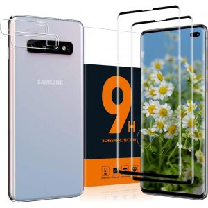 Kal-Lot De 2 + 2 Films De Protection D'écran En Verre Blindé Pour Samsung Galaxy S10 Plus, Couverture Complète 3d, 0,33 Mm, Dureté 9h, Anti-Rayures, Ultra Transparent, Sans Bulles, Film De - Neuf