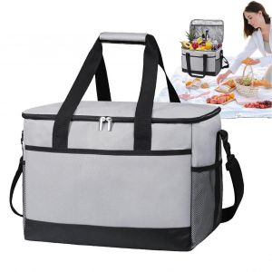 Sac Isotherme Pour Boissons Chaudes Et Froides, 35 L, Poignee, Impermeable, Pour L'exterieur, L'ecole, La Plage, Les Pique-Niques, Gris. - Neuf