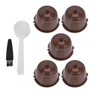 Hjlian Ensemble De 5 Capsules De Cafe Reutilisables Et Rechargeables Avec Filtre Et Cuillere-Brosse - Neuf