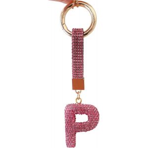 KAL-Porte Clef Lettres Pour Femmes Et Filles, Porte-Clés Rose, Accessoires Brillants Pour Clés/Clés De Voiture/Sacs À Dos Et Sacs À Main, Cadeaux Pour Femmes - Neuf