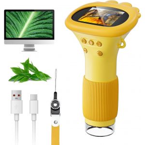 KALANKA-Microscope Numérique pour Enfants avec Écran IPS 2.0 Pouces, Rechargeable, Grossissement 1000x, 8 Lumières LED, pour Enfants de 3 à 8 Ans¿Orange¿ - Neuf