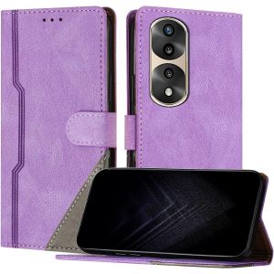 Kal-&Eacute;tui Pour Huawei Honor 70 Pro, Housse En Cuir Pu Avec [Protection Antichoc Tpu] [Fonction Support] [Porte-Cartes ] Antichoc Magn&eacute;tique Coque Pour Honor 70 Pro - Violet - Neuf