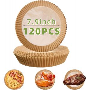 Jexnovashop-Papier De Cuisson, 120 Pi&egrave;ces Ronde 7,9 ""/20cm Non Blanchie Imperm&eacute;able &Agrave; L'huile Et Air Fryer Papier Cuisson Anti-Adh&eacute;sif Pour Micro-Ondes &Agrave; R&ocirc;tir 5-8qt (Ronde 20-23cm / 7.9 ''-9 ''-120 - Neuf