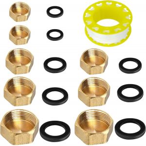 8 Pi&egrave;ces Bouchon Laiton,Bouchon 3/4 Capuchon en Laiton avec Rondelles de Tuyau Ruban de Mati&egrave;re Premi&egrave;re Convient aux Syst&egrave;mes de Chauffage et D'eau Potable (4 Tailles) - Neuf