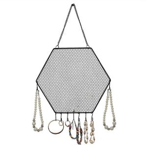 Noir Hexagone Bijoux Cintre Chambre Affichage Boucle D'oreille Porte-Bijoux - Neuf