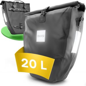 Sacoches De Vélo 20l Pour Porte-Bagages,Avec Bandoulière Et Poignée,Sacoche De Vélo 100% Imperméable Avec Réflecteurs Et Système De Clic,Noir (Lot De 1) - Neuf