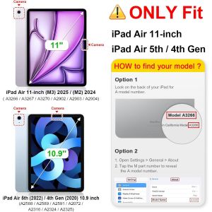 Coque Pour Ipad Air 11 Pouces M3/M2 (2025/2024), Ipad Air 5/4 10.9 Pouces (2022/2020) - [Rangement De Stylet] &Eacute;tui Rotatif &Agrave; 360&deg; Housse Pivotante Veille/R&eacute;veil Auto, Denim Gris - Neuf