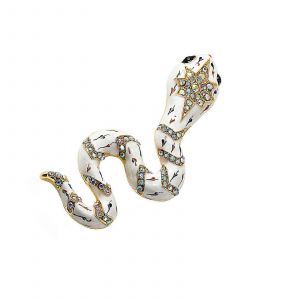La Femme Unique Broche Avec Mousseux Strass, Alliage De Dessin Du Serpent Textur&eacute; Pour Une Tenue De Style En Blanc - Neuf