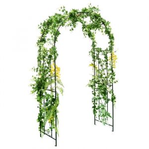 Arche De Jardin M&eacute;tallique 120 X 56 X 220 Cm Costway-Avec Treillis-Support Plantes Grimpant-R&eacute;sistance &Agrave; La Rouille-Mariage, F&ecirc;te - Neuf