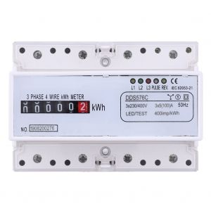 Compteur d'energie triphase a 4 fils sur rail DIN, wattmetre, compteur d'impulsions electriques - Neuf