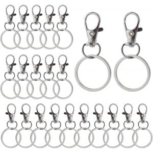 Jum-Lot De 22 Mousquetons Porte-Clés Avec Anneaux Fendus Pour Bricolage,Fabrication De Bijoux,Artisanat - Neuf