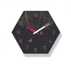 Horloge murale &agrave; six faces de 14 pouces pour chambre et salon &iquest; Acrylique, mouvement silencieux, fonctionne avec piles - Neuf