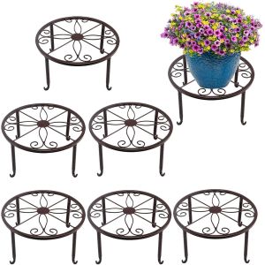 KALANKA-Lot de 6 Supports Porte Plante Interieur, Pot de Fleurs en Métal Support pour Plantes en Pot intérieur et extérieur, 24 cm - Neuf