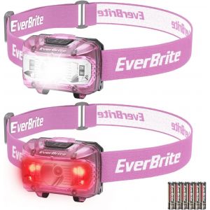 Lampe Frontale Avec 3 Lumi&egrave;res Blanche, Rouge Et Verte, 300 Lm, 5 Modes D'eclairage, Torche Frontale R&eacute;glable Pour P&ecirc;che, Camping, Lecture, Randonn&eacute;e, 6 Piles Aaa Incluses (Rose) - Neuf