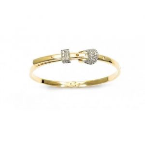 Bracelet Jonc - Plaqu&eacute; Or 18 Carats - Empierr&eacute; - Boucle De Ceinture - R&eacute;glable - Mixte - Neuf