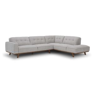 Canap&eacute; angle design en tissu gris 5-6 places YORK - Neuf