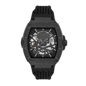 Montre Homme Philipp Plein The Skeleton Frosted - Automatique Et Silicone Noir - Neuf