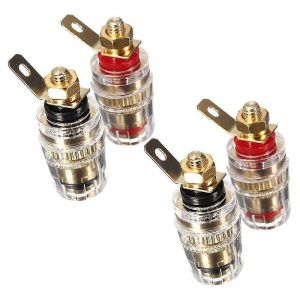Nouveau 4Pc Or Plaqué Amplificateur Haut-parleur Borne Liaison Post 4mm Banane Plug Jack - Neuf