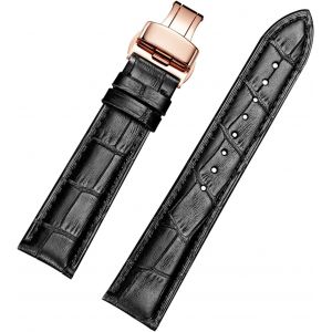 Kal-Cuir De Vachette, Bracelets De Montre En Cuir D'alligator Avec Boucle D&eacute;ployante En Or Rose - Neuf