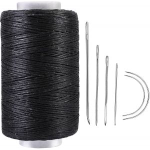 Chenquansarl-Fil Ciré Pour Cuir, 250 M, Fil Ciré, Fil À Coudre Pour Cuir Avec Aiguilles À Coudre Pour Cuir, Bricolage, Réparation D'articles En Cuir, Bagages, Canapé, Reliure De Livres (Noir) - Neuf