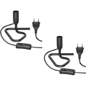 2 Pi&egrave;ces Lampe De Table/Douille De Lampe/Pied Triangulaire Trin,Interrupteur,Aluminium,Noir,1x E14 Max. 60w - Neuf